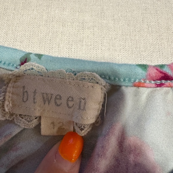 Between Girls Size 12 Floral Kids Shirt - Blue and Pink - Picture 4 of 6